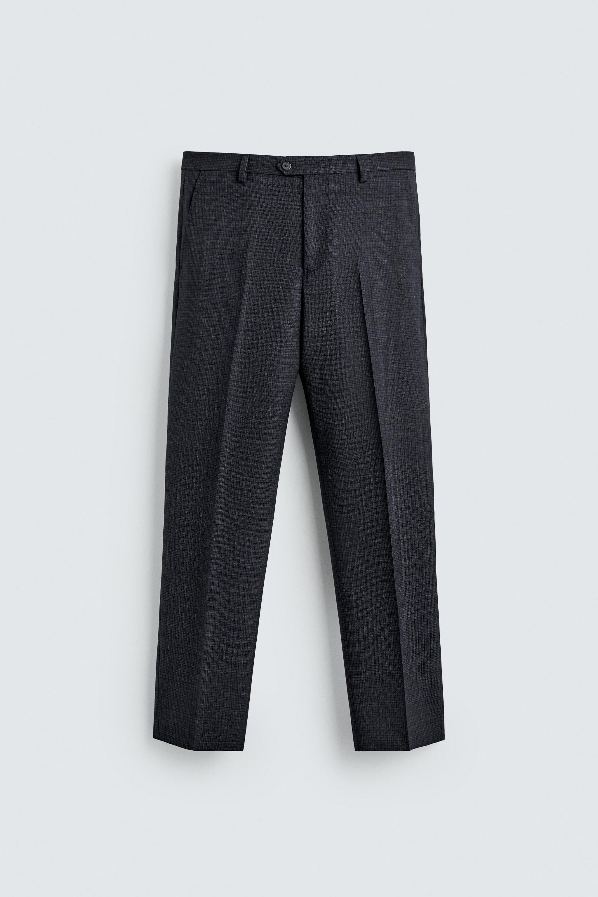PANTALON DE COSTUME À CARREAUX 100% LAINE